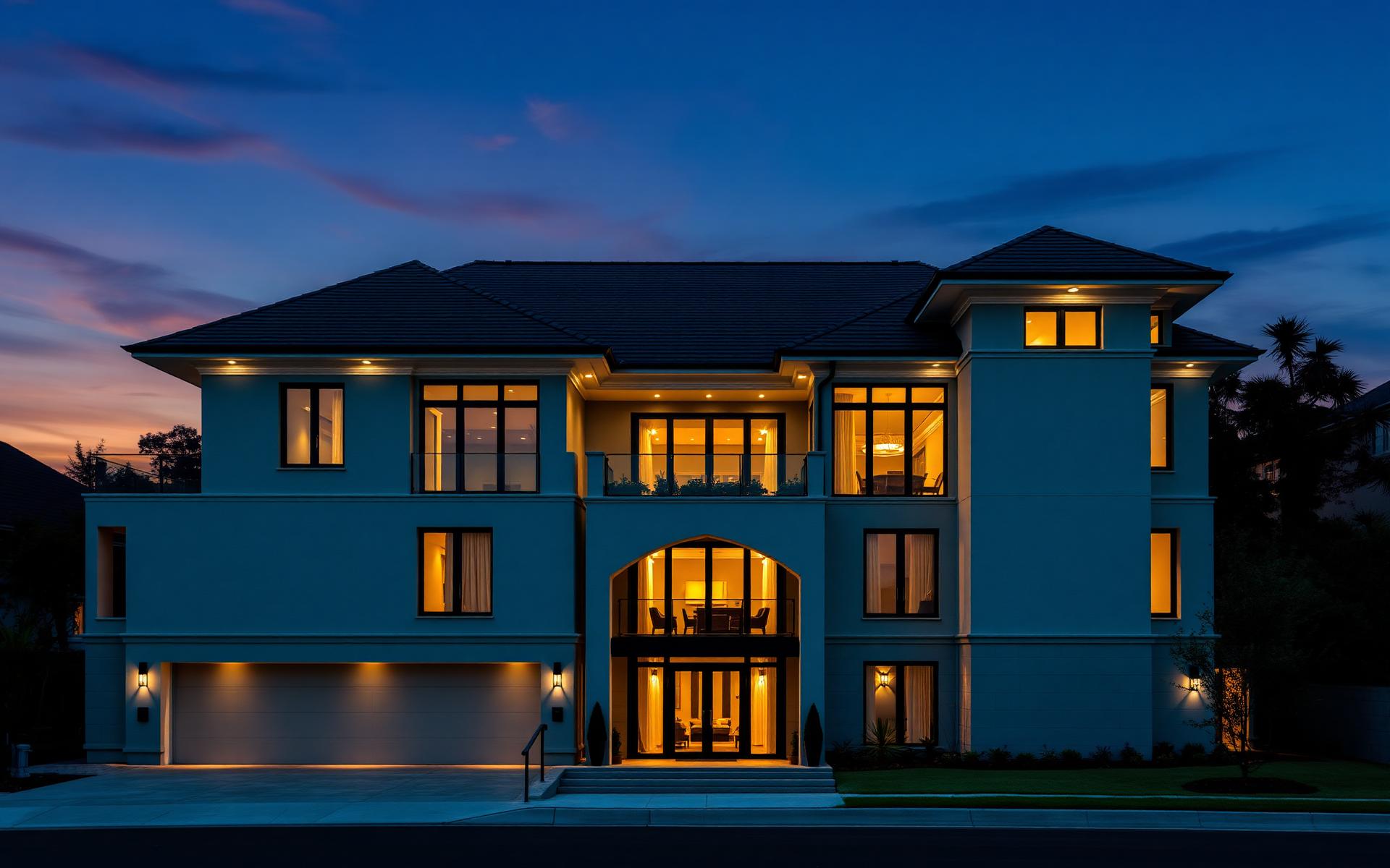 Luxury investment property at dusk